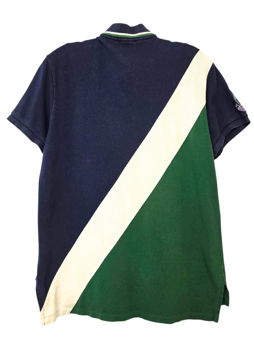 Polo Ralph Lauren Wimbledon Custom Fit Navy Green White Colorblock Polo Shirt - Picture 7 of 16